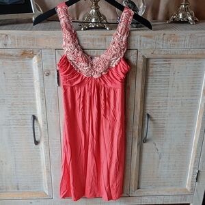 C) Soprano Coral Embroidered Dress